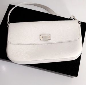 Tiffany & Co. White Leather Shoulder Bag with Silver Hardware